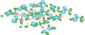 ドールハウスの小さな花畑の画像