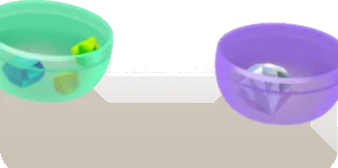 ハーフカプセル緑と紫・ラグの画像