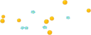 散らばるミモザの画像