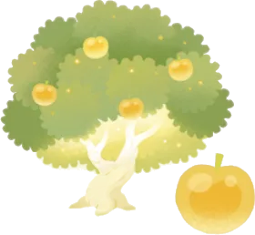 きらめく黄金の林檎の木の画像