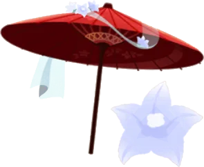 桔梗和傘の木の画像