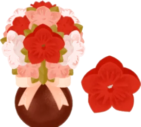 折り紙の花が咲いた花瓶の木の画像