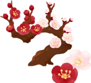 紅白梅盆栽の木の画像