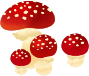 真っ赤なキノコの木の画像