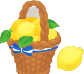 かごいっぱいのレモンの木の画像