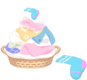 山積みの洗濯物の木の画像