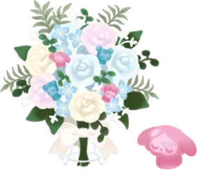 紫陽花とバラのブーケの木の画像