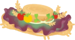 野菜の麦わら帽の画像