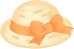 オレンジリボンの麦わら帽子の画像
