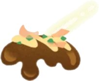 トロリとかかったトッピングの画像