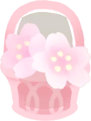 桜を集めた小さなカゴの画像