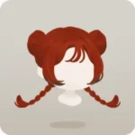 お団子と三つ編みの赤髪