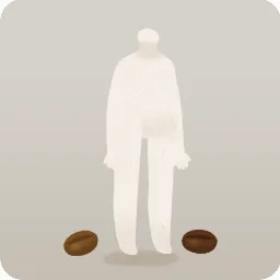 足元に散らばるコーヒー豆