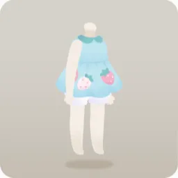苺柄の水色ワンピース