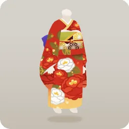華やかな椿の着物