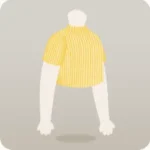 黄色いモックネックリブニット