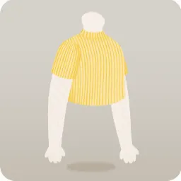 黄色いモックネックリブニット