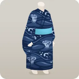 夏祭りのさざ波柄の浴衣