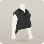 裾を結んだ黒シャツ