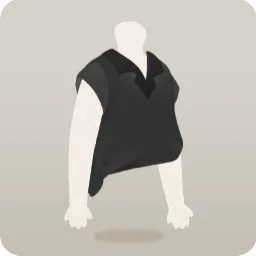 裾を結んだ黒シャツ