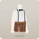 シャツとチェックのショートパンツ