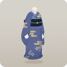 和雲柄の着物・紫色