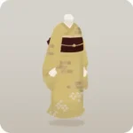 和雲柄の着物・黄色