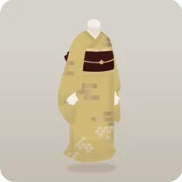和雲柄の着物・黄色