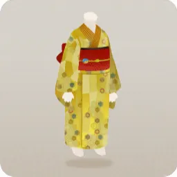 看板娘の黄色い着物