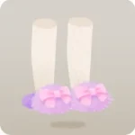リボンとファーのスリッパ