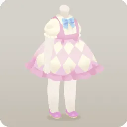 白のダイヤチェックワンピース