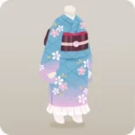桜柄の着物・水色