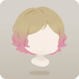 桜色に染まるパーマボブ
