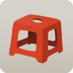 レッドプラスチック椅子・右