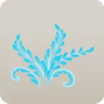 洞窟の中に生える水色の植物・右前