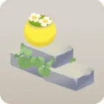 積まれたレンガと鉢植え