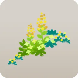 キノコの森の黄色い小花・左