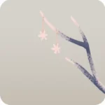 雪の結晶飾りが吊るされた枝・右