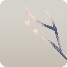 雪の結晶飾りが吊るされた枝・右