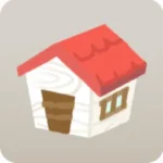 赤い屋根の小屋のミニチュア