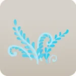 洞窟の中に生える水色の植物・左後