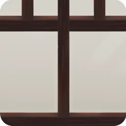 工房の窓枠・茶
