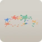 こぼれたカラフルな絵の具の跡