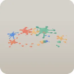 こぼれたカラフルな絵の具の跡
