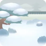 雪が積もった日本庭園