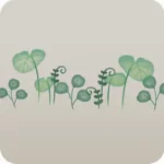 遺跡に差し込む光に透ける植物