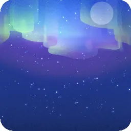 夜空一面に光り輝くオーロラ