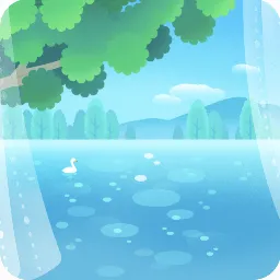 青く澄んだ湖のほとり