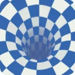 チェス柄のトリックアートの壁