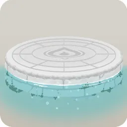 水に沈んだ神殿の足場